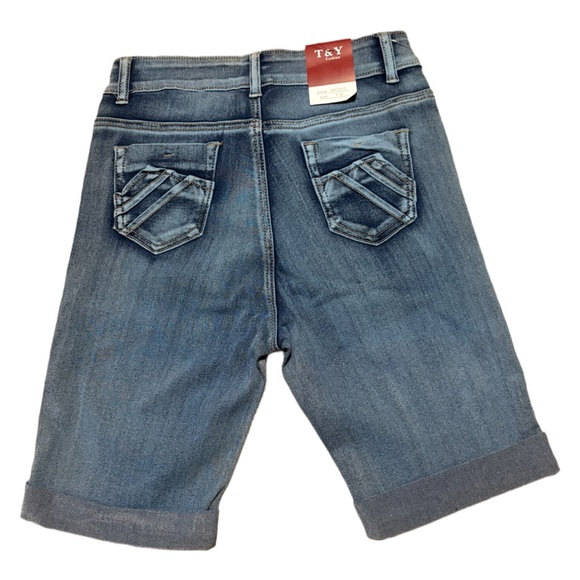 Women's Blue Denim Bermuda Shorts - Picture 2 of 5